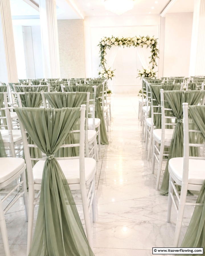 Sage Green Chair Sashes - 25 Sage Green Wedding Ideas for a Timeless Celebration