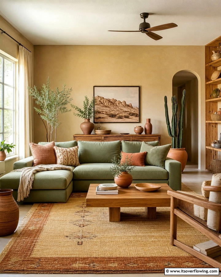 Sage Green Couch with Earthy Tones - 20 Stylish Sage Green Couch Living Room Ideas