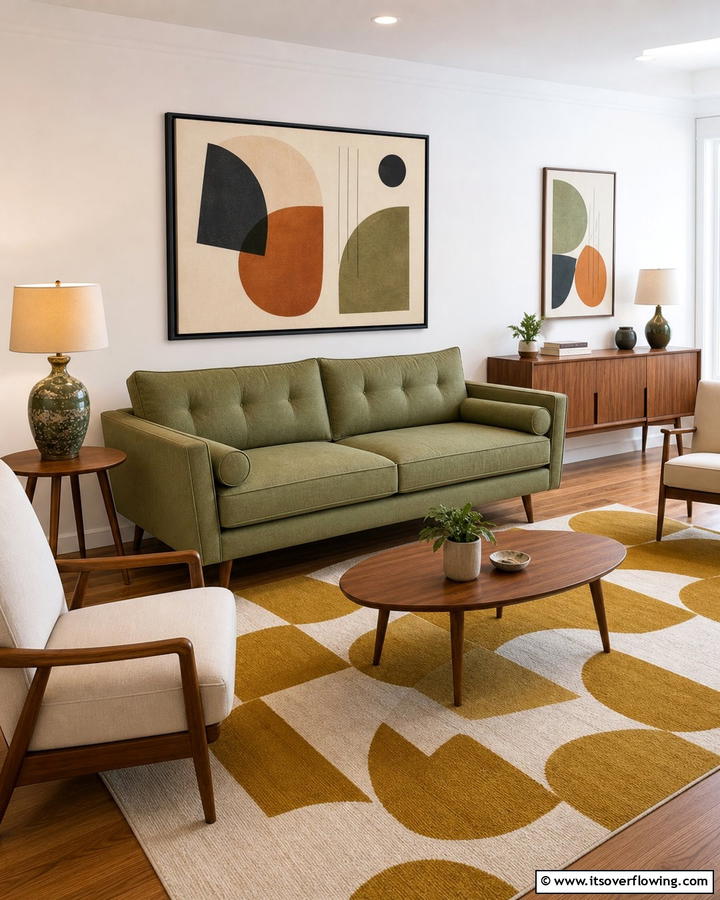 Sage Green Couch with Mid Century Modern Decor - 20 Stylish Sage Green Couch Living Room Ideas