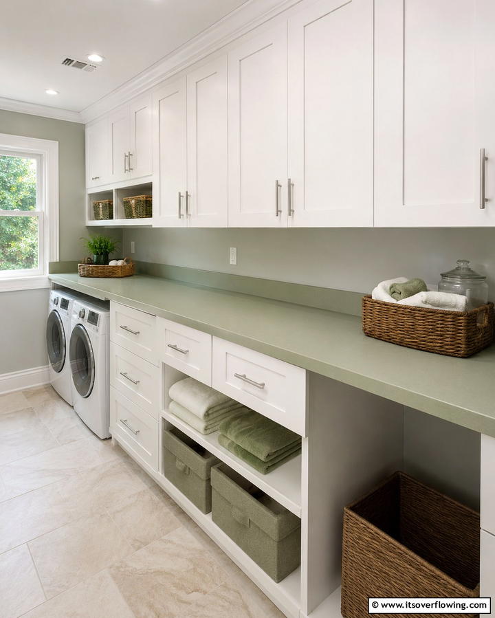 Sage Green Countertops - 25 Sage Green Laundry Room Ideas for a Fresh Look