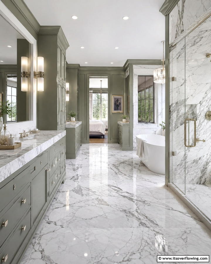 Sage Green Freestanding Bathtub - 25 Sage Green Bathroom Ideas for a Fresh and Calming Space