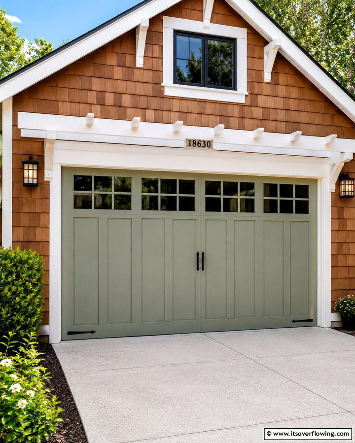 Sage Green Garage Door for a Soft Modern Look - 25 Green Garage Door Ideas for a Stylish Exterior