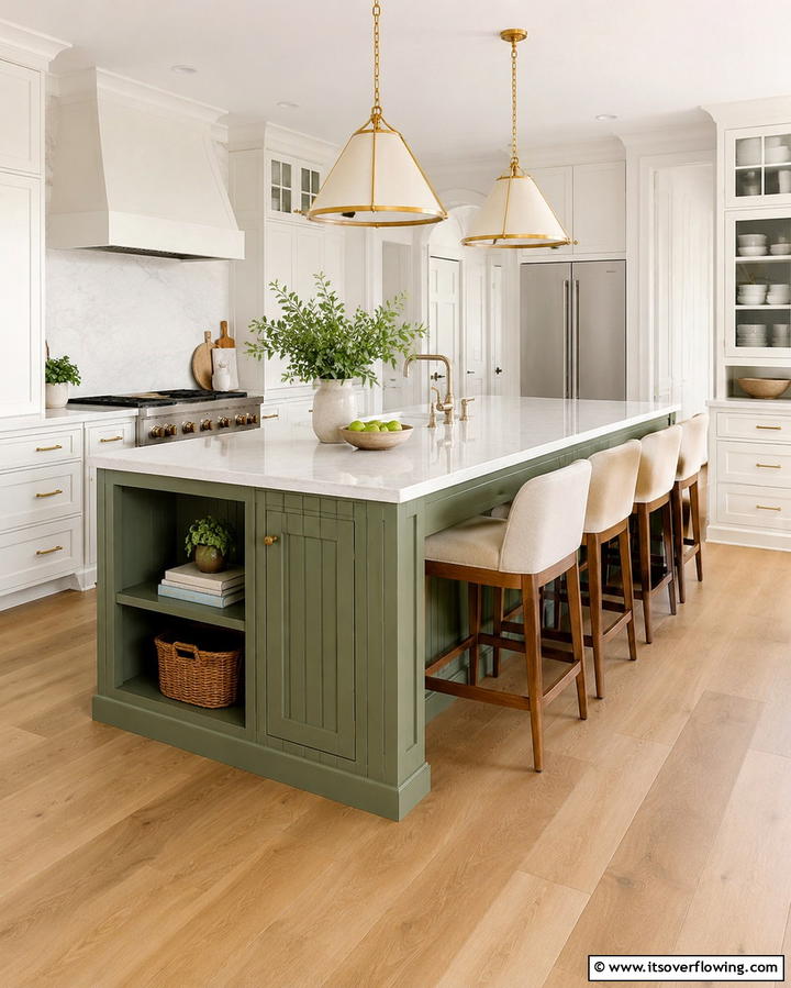 Sage Green Island as a Statement Piece - 25 Sage Green Kitchen Ideas for a Fresh and Inviting Space