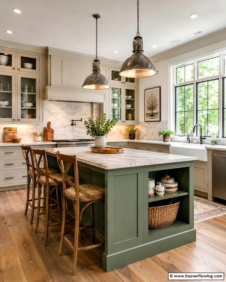 Sage Green Kitchen Island - 25 Sage Green Kitchen Ideas for a Fresh and Inviting Space
