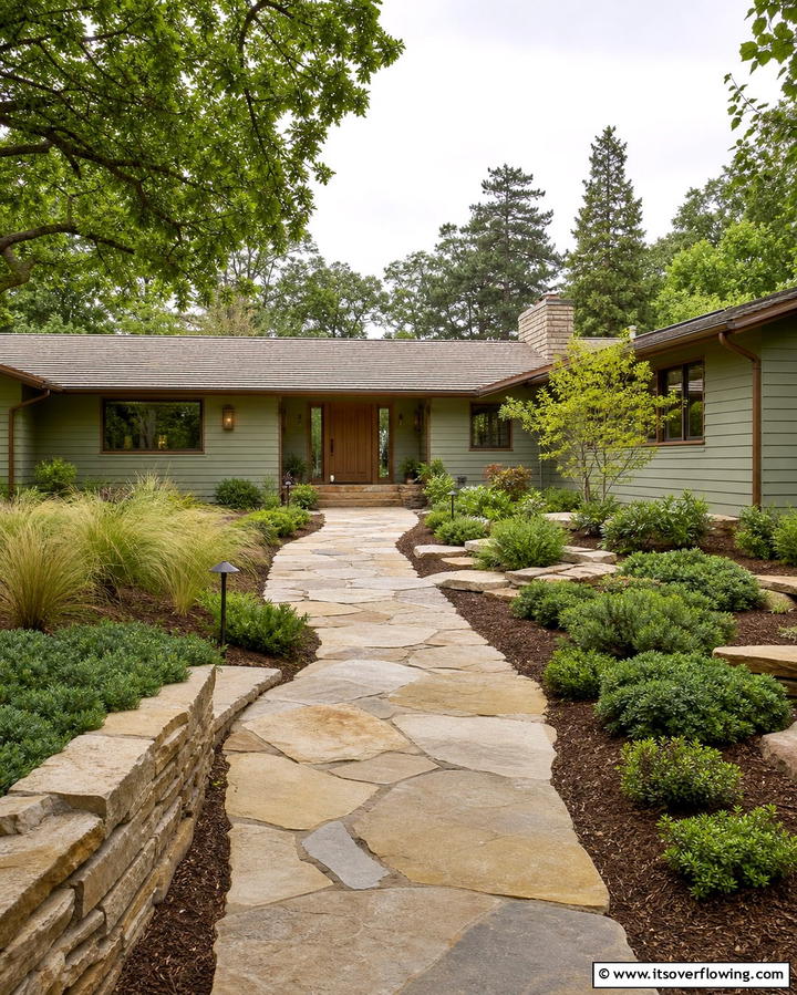 Sage Green Ranch Style Home with Taupe Brown Trim - 25 Sage Green House With Brown Trim Ideas for Curb Appeal