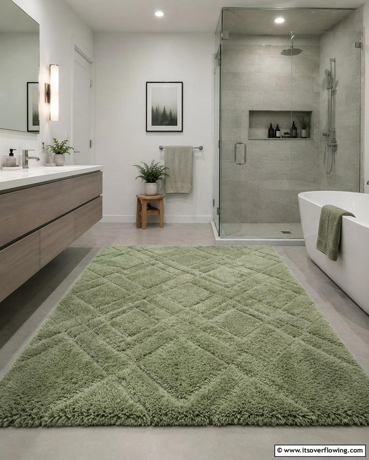 Sage Green Rugs for Subtle Comfort - 25 Sage Green Bathroom Ideas for a Fresh and Calming Space