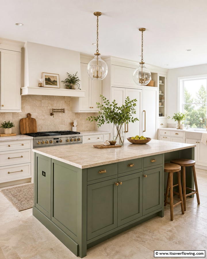 Sage Green Serenity - 25 Kitchen Island Color Ideas to Refresh Your Space