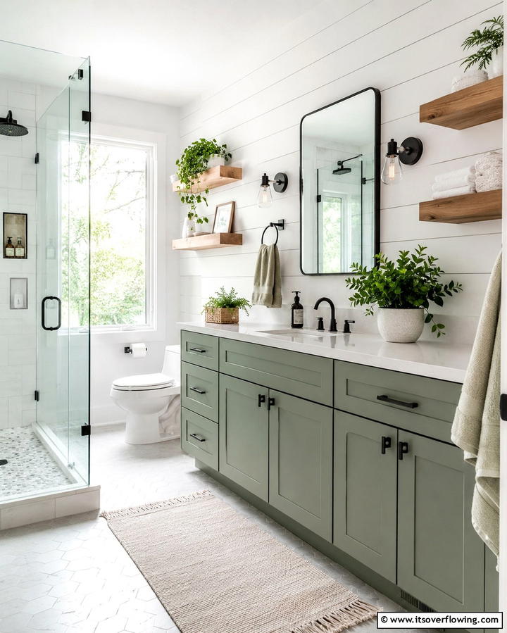 Sage Green Serenity - 25 Bathroom Cabinet Color Ideas for a Fresh Look