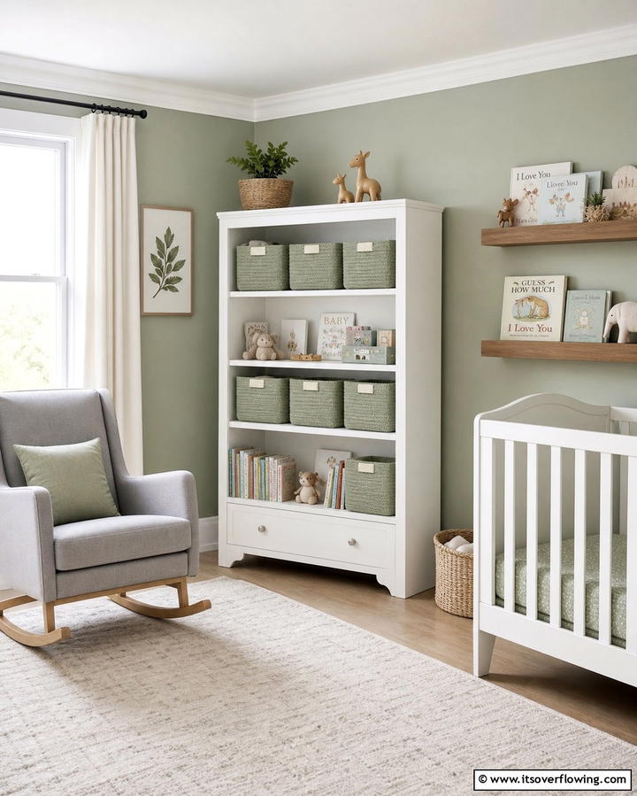 Sage Green Storage Baskets - 25 Sage Green Nursery Ideas for a Peaceful Baby Room