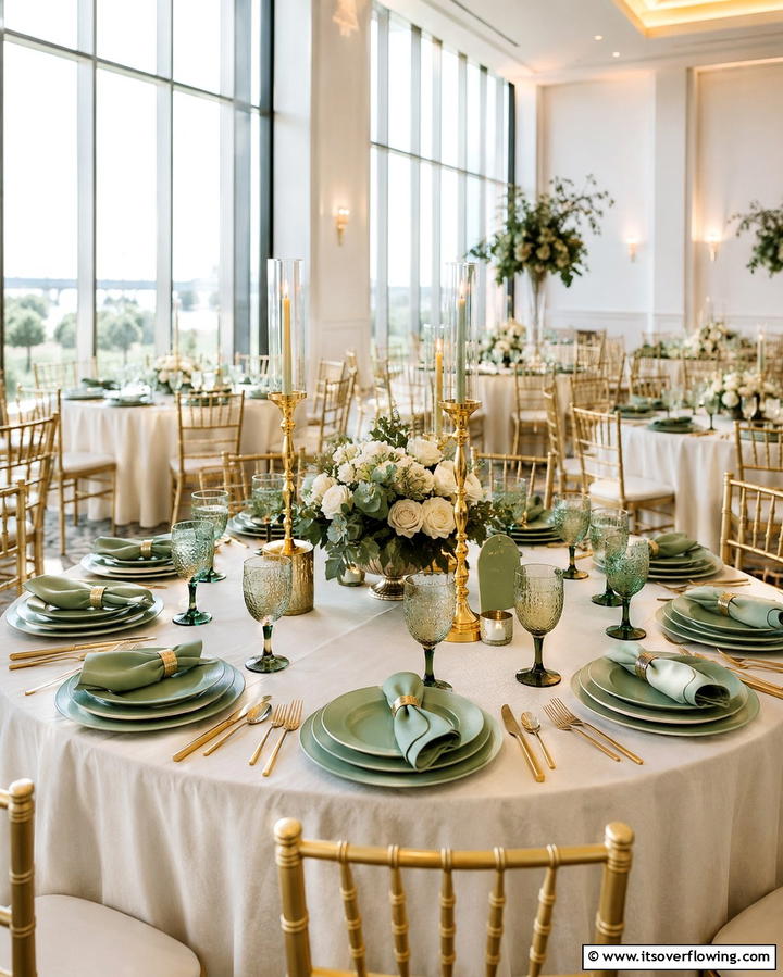 Sage Green Tableware - 25 Sage Green Wedding Ideas for a Timeless Celebration