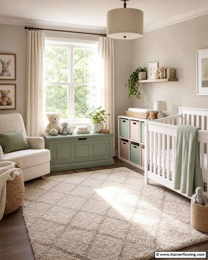 Sage Green Toy Chest - 25 Sage Green Nursery Ideas for a Peaceful Baby Room