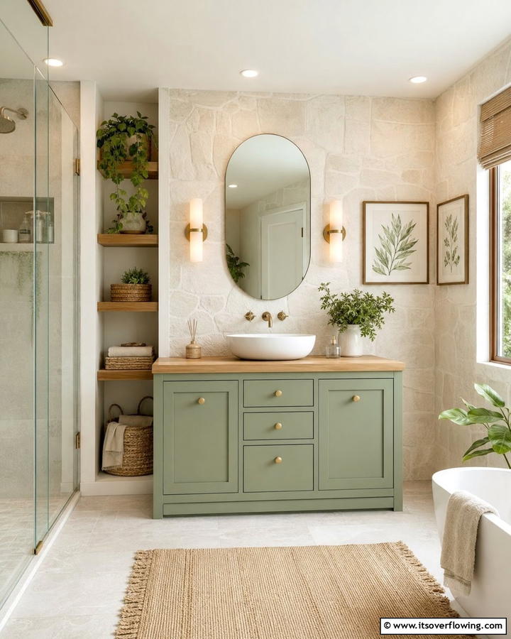 Sage Green Vanity for a Calming Effect - 20 Bathroom With Green Vanity Ideas for a Fresh Look