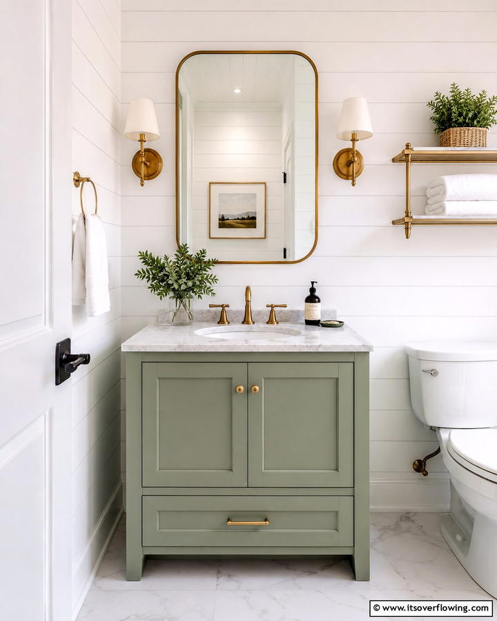 Sage Green Vanity - 20 Small Green Bathroom Ideas for a Fresh and Tranquil Space