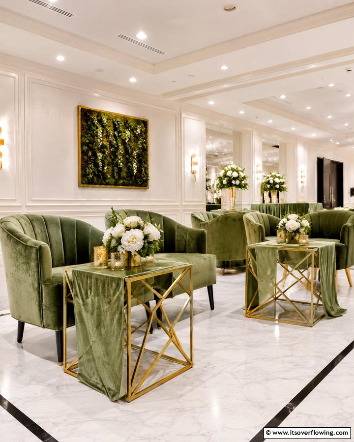 Sage Green Velvet Accents - 25 Sage Green Wedding Ideas for a Timeless Celebration
