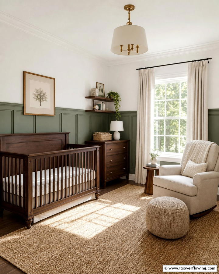 Sage Green Wall Paneling - 25 Sage Green Nursery Ideas for a Peaceful Baby Room