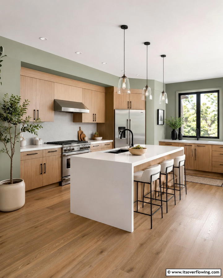 Sage Green Walls for a Soft Backdrop - 25 Sage Green Kitchen Ideas for a Fresh and Inviting Space