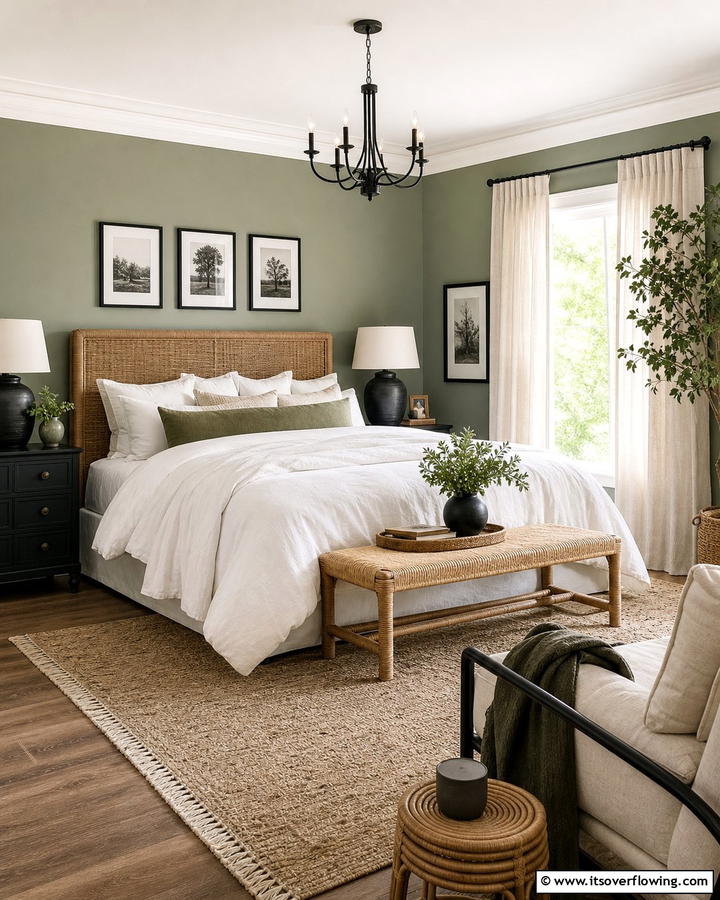 Sage Green Walls for a Soft Backdrop - 20 Black and Green Bedroom Design Ideas for a Bold Look