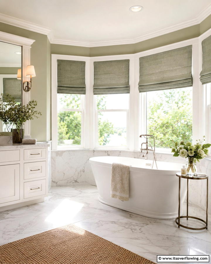 Sage Green Window Treatments for a Soft Finish - 25 Sage Green Bathroom Ideas for a Fresh and Calming Space