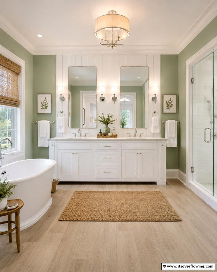Sage Green and White Color Schemes for Timeless Elegance - 25 Sage Green Bathroom Ideas for a Fresh and Calming Space