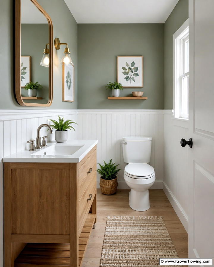 Sage Green and White Combination - 25 Green Powder Room Ideas for a Fresh Look