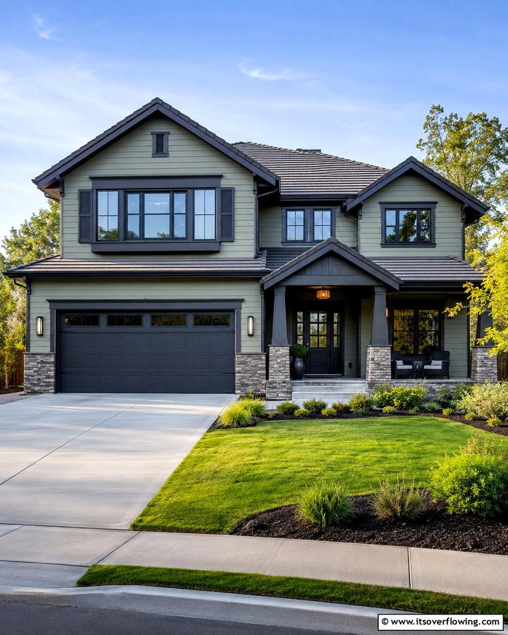 Sage Green with Charcoal Gray AccentsExact - 30 Sage Green Exterior House Color Scheme Design Ideas