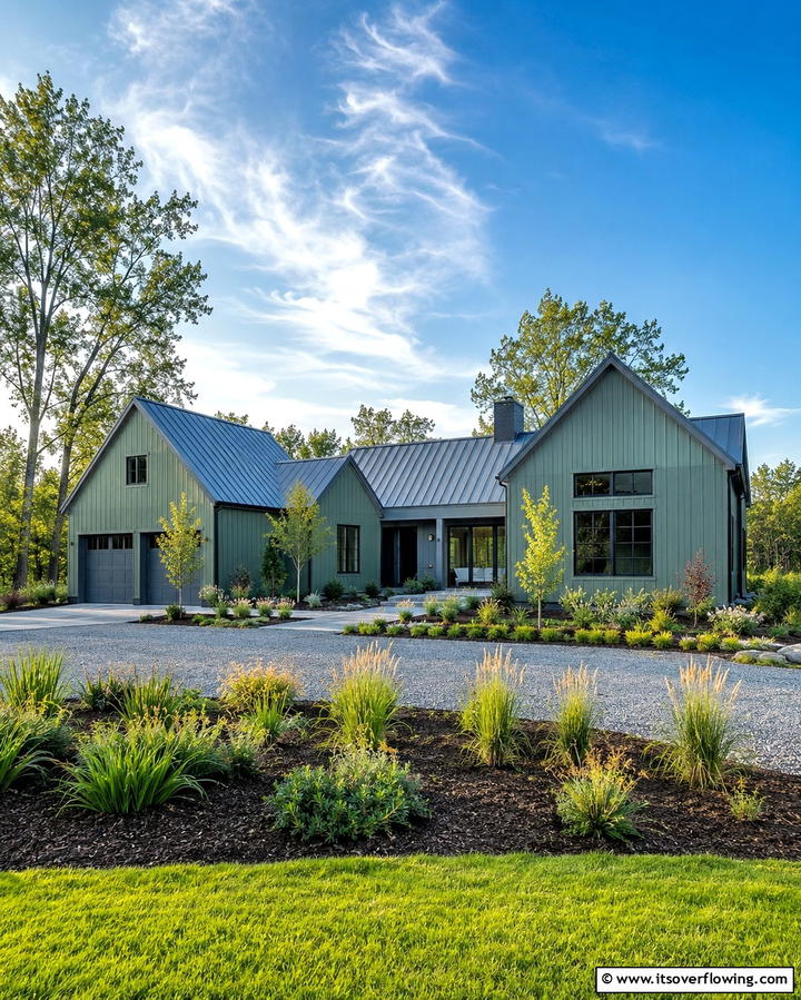 Sage Green with Frosted Gray Highlights - 30 Sage Green Exterior House Color Scheme Design Ideas