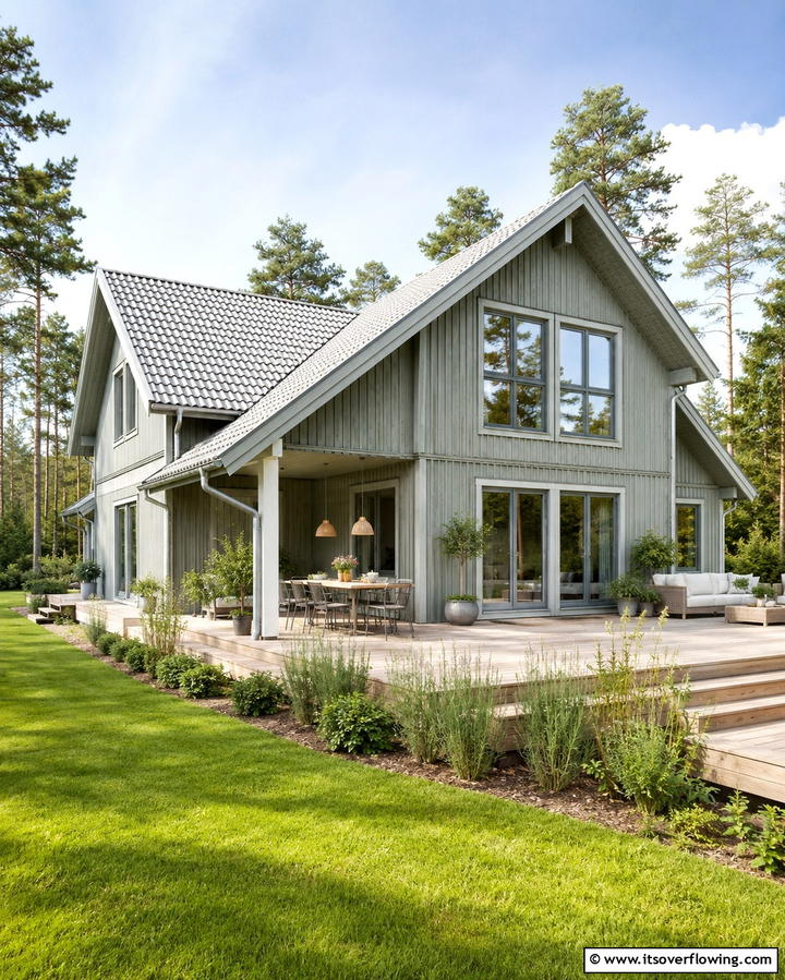 Sage Green with Light Gray Accents - 30 Sage Green Exterior House Color Scheme Design Ideas