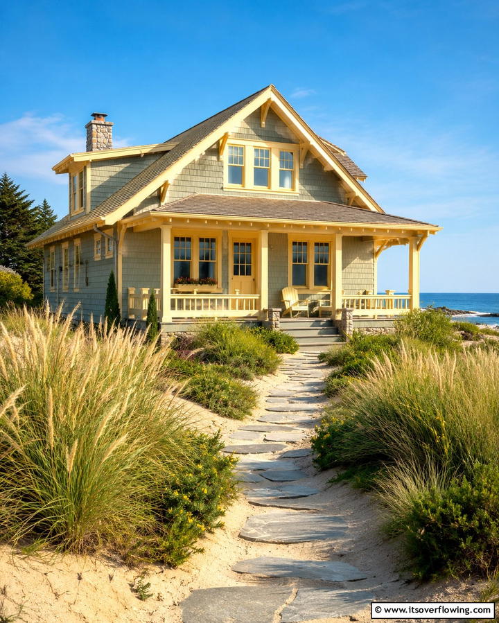 Sage Green with Pale Yellow Highlights - 30 Sage Green Exterior House Color Scheme Design Ideas