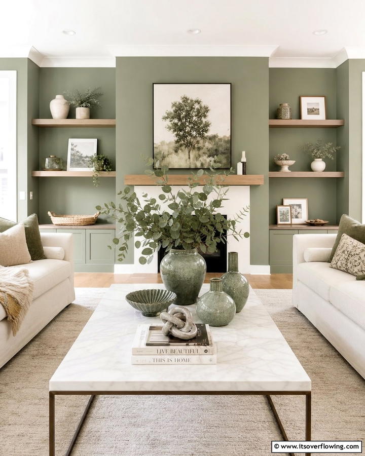 Sage Inspired Centerpieces - 21 Sage Green Living Room Schemes for Calming Interior Designs