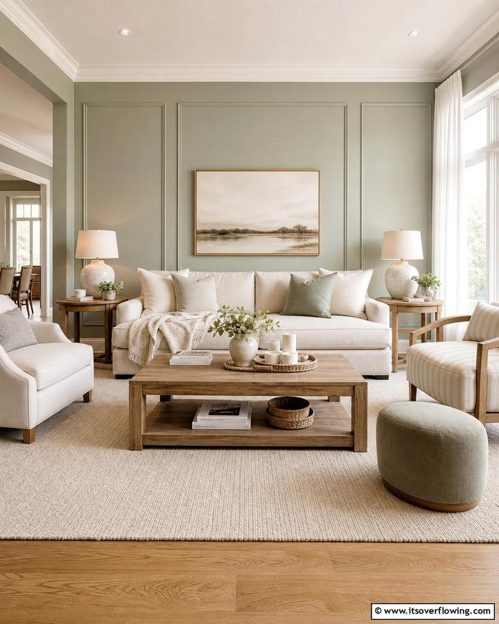 Sage and Neutral Tones Harmony - 21 Sage Green Living Room Schemes for Calming Interior Designs