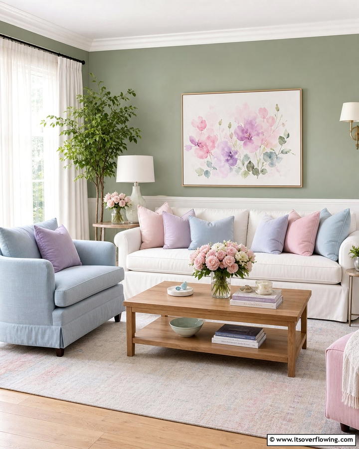 Sage and Pastel Combinations - 21 Sage Green Living Room Schemes for Calming Interior Designs