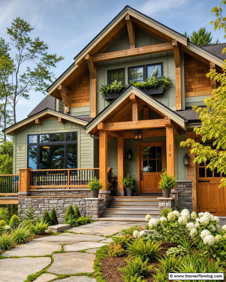 Sage and Wood Element Harmony - 21 Sage Green Exterior Home Designs for Curb Appeal Refresh