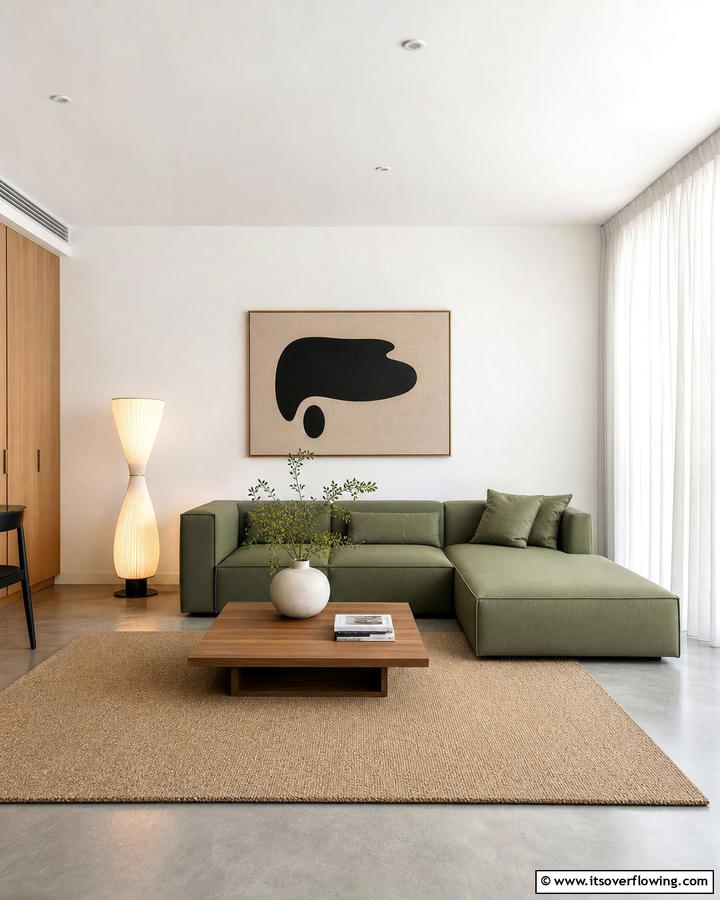 Sage in Modern Minimalism - 21 Sage Green Living Room Schemes for Calming Interior Designs