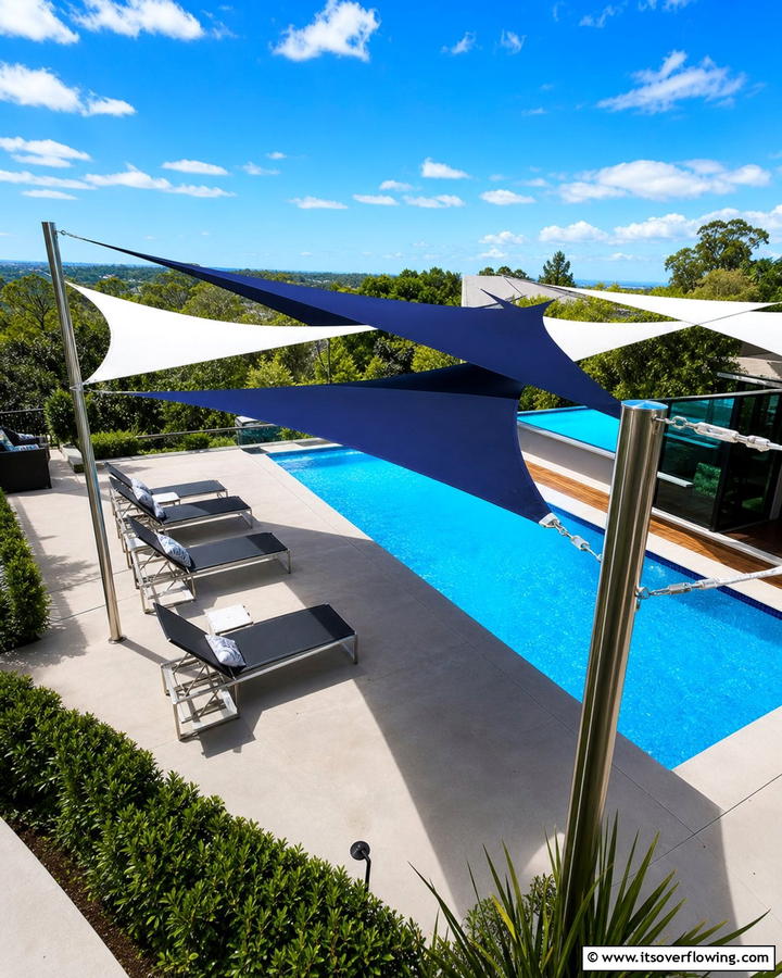 Sail Shade Canopies - 17 Pool Shade Ideas for Stylish Outdoor Swimming Areas