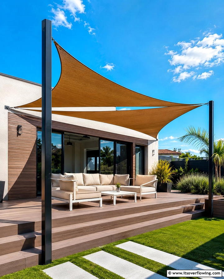 Sail Shade for a Modern Look - 25 Stunning Deck Awning Ideas for Outdoor Living