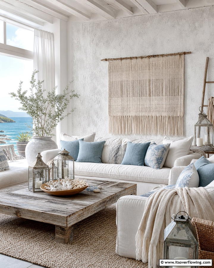 Salt Kissed Textures - 21 Coastal Living Room Ideas with Nautical Accents