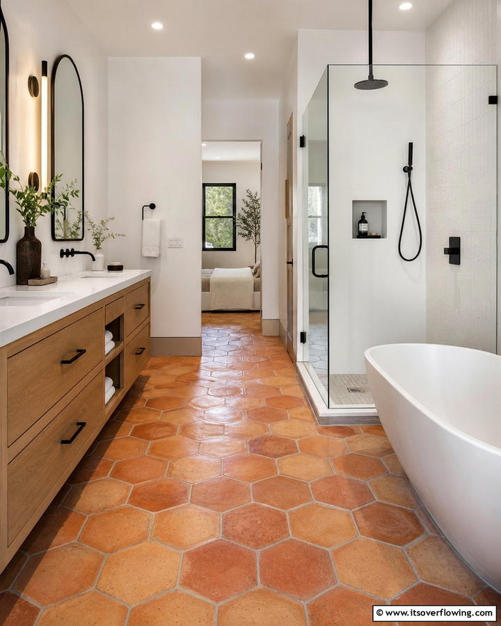 Saltillo Tile Floors - 25 Mexican Bathroom Ideas for a Vibrant and Cultural Space