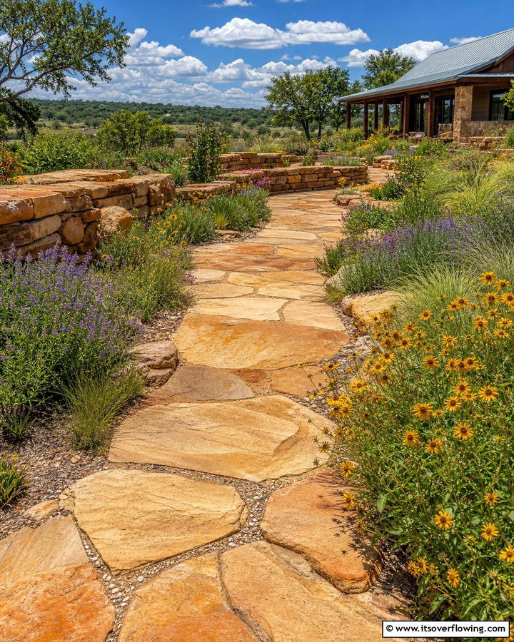 Sandstone Walkway - 20 Farmhouse Walkway Ideas for a Rustic Charm