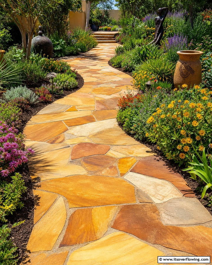 Sandstone Walkway - 17 Rock Walkway Ideas for Natural and Low-Maintenance Paths