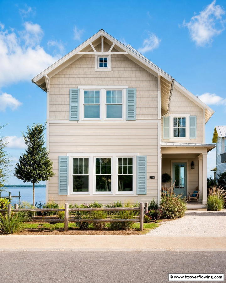 Sandy Beige for Coastal Vibes - 20 Home Designs Using Natural Clay Siding Colors