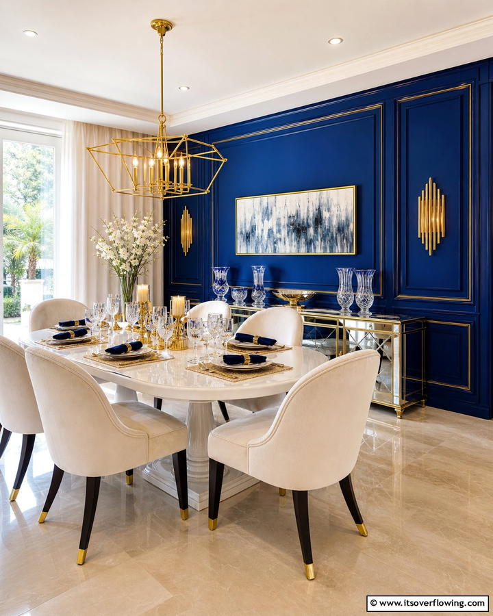 Sapphire Blue Glam - 20 Blue Accent Wall Ideas- Bold & Beautiful Designs