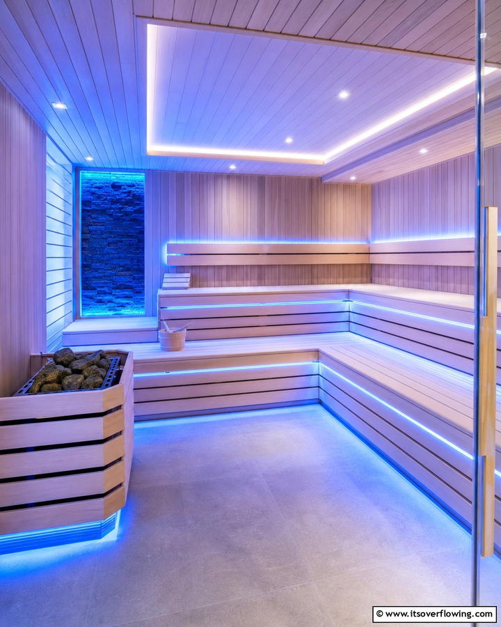 Sauna with Customizable LED Lighting - 20 Sauna Room Design Ideas for a Luxurious Home Spa