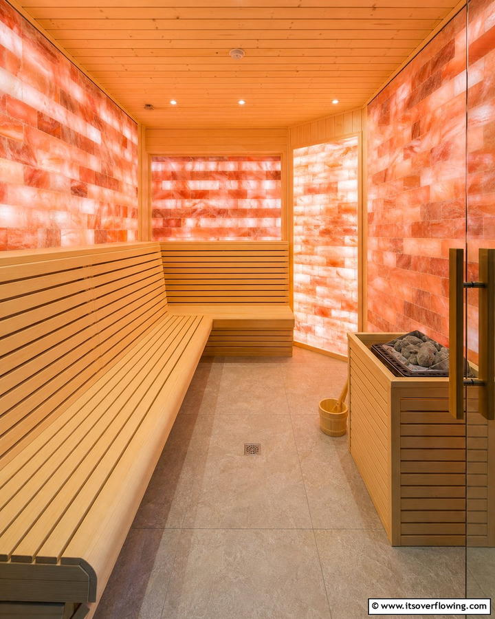 Sauna with Himalayan Salt Walls - 20 Sauna Room Design Ideas for a Luxurious Home Spa