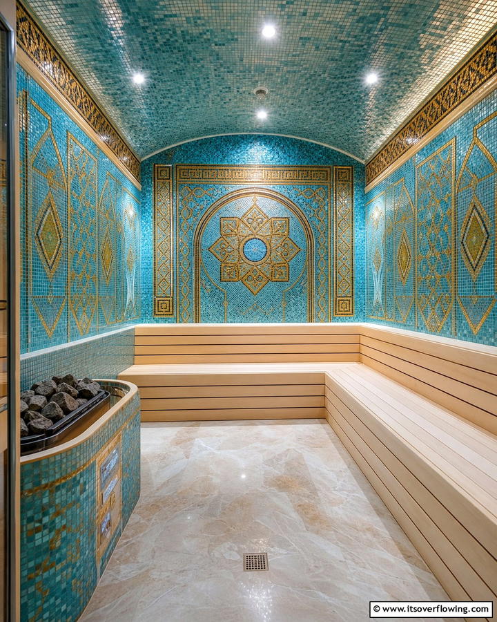 Sauna with Mosaic Tile Interior - 20 Sauna Room Design Ideas for a Luxurious Home Spa