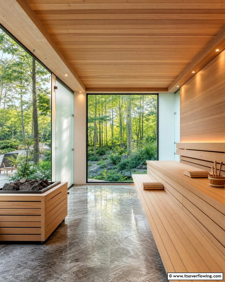 Sauna with Panoramic Windows - 20 Sauna Room Design Ideas for a Luxurious Home Spa