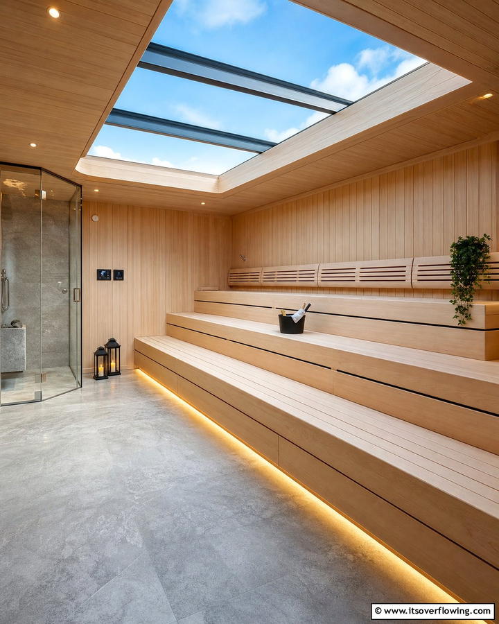 Sauna with Skylights - 20 Sauna Room Design Ideas for a Luxurious Home Spa
