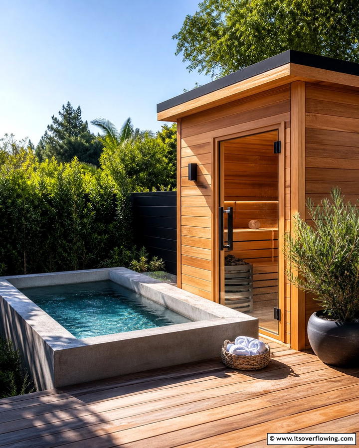 Sauna with a Cold Plunge PoolExact - 25 Outdoor Sauna Ideas for Relaxing Backyard Retreats