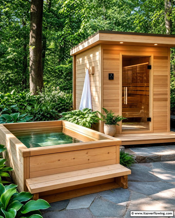 Sauna with a Cold Plunge PoolOne - 25 Outdoor Sauna Ideas for Relaxing Backyard Retreats