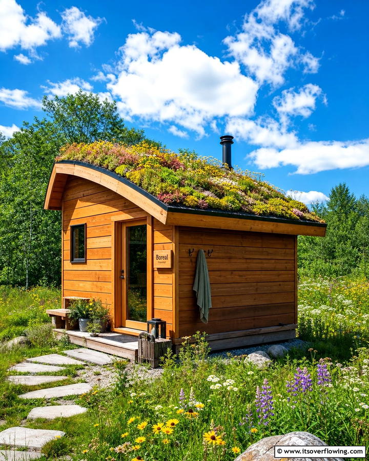 Sauna with a Living Roof - 25 Outdoor Sauna Ideas for Relaxing Backyard Retreats
