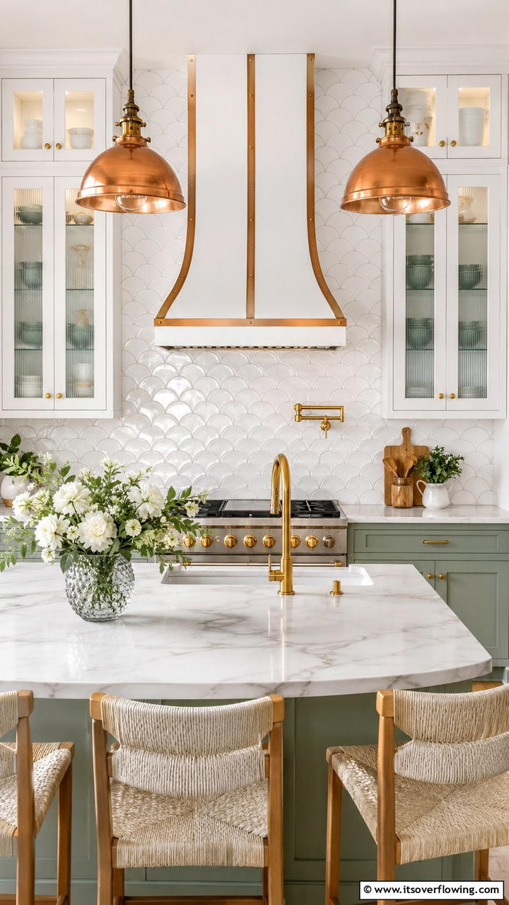 Scalloped Curved Design - 21 Modern White Kitchen Backsplash Ideas for Style